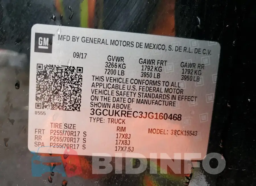 3GCUKREC3JG160468 Photo# 12