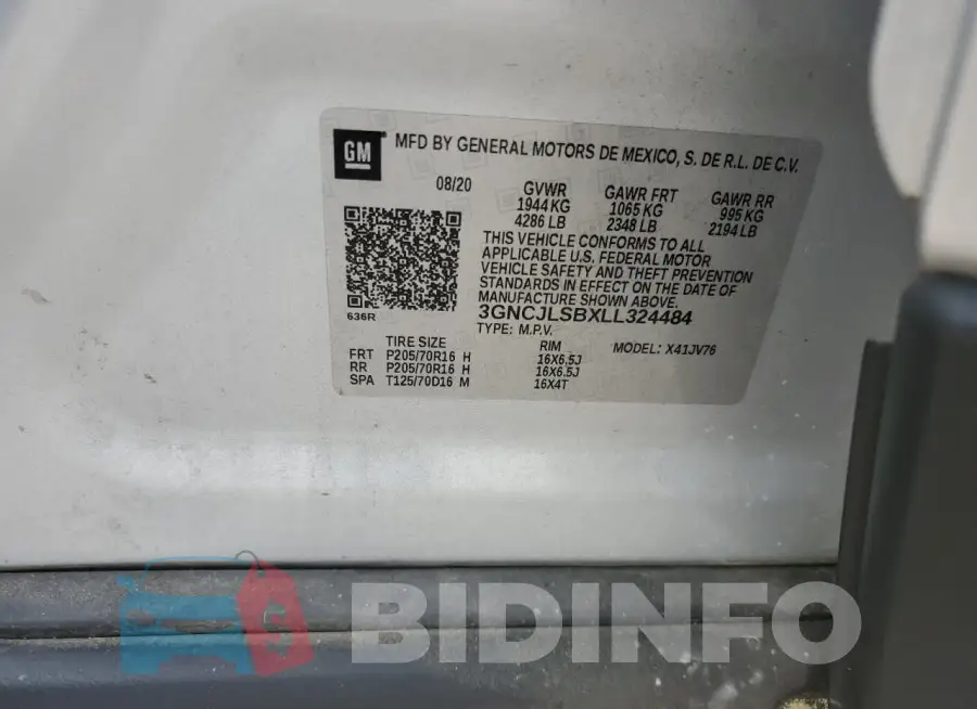 3GNCJLSBXLL324484 Photo# 13