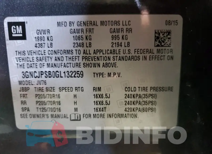 3GNCJPSB0GL132259 Photo# 13