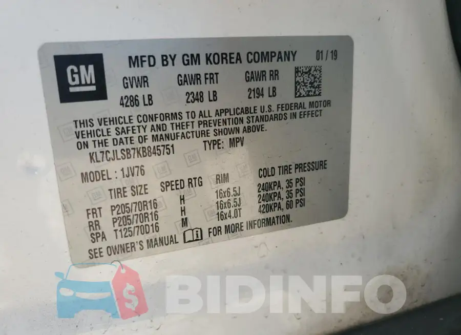 KL7CJLSB7KB845751 Photo# 12