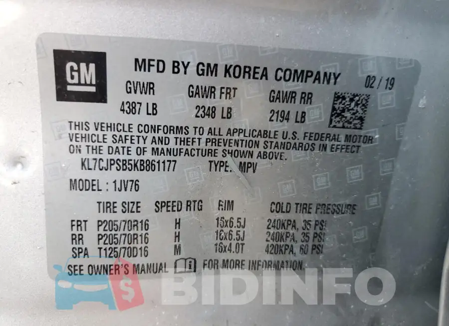 KL7CJPSB5KB861177 Photo# 12