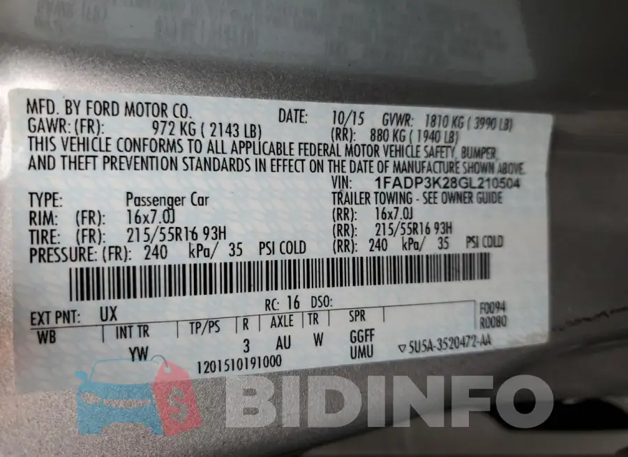 1FADP3K28GL210504 Photo# 12