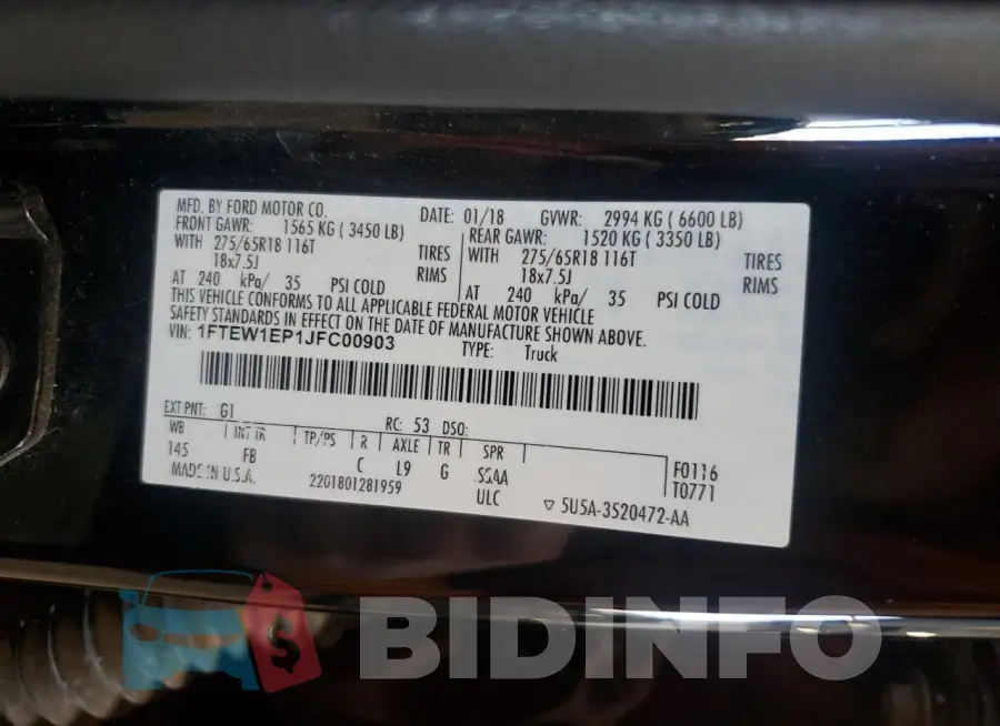1FTEW1EP1JFC00903 Photo# 13