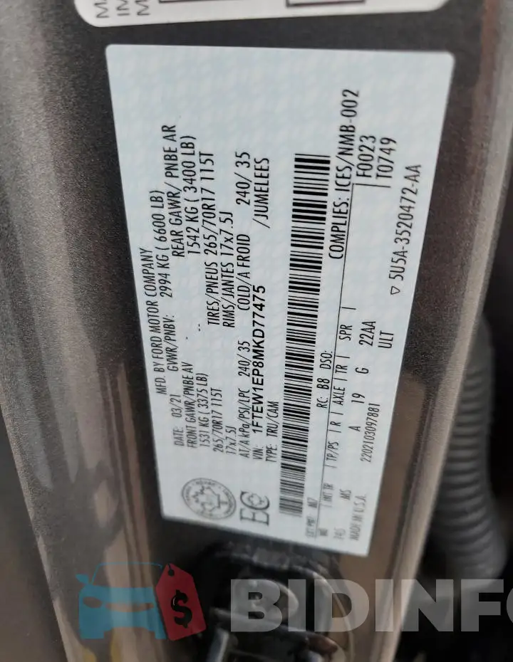 1FTEW1EP8MKD77475 Photo# 12