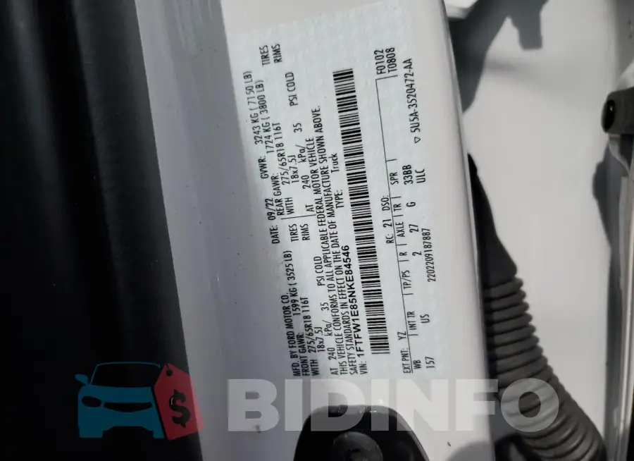 1FTFW1E85NKE84546 Photo# 12