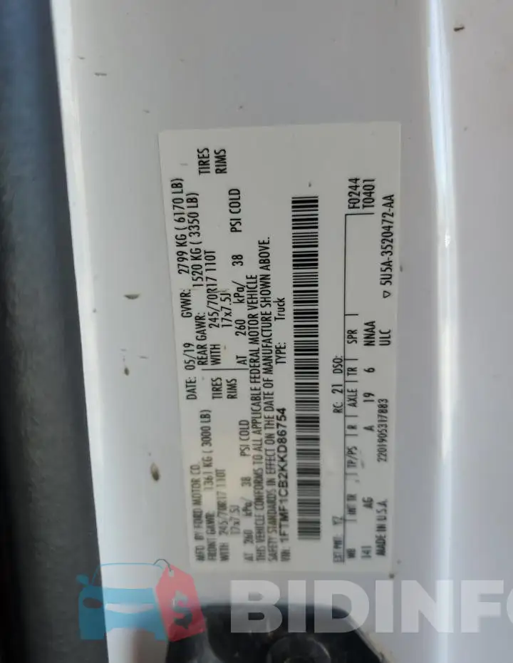 1FTMF1CB2KKD86754 Photo# 12