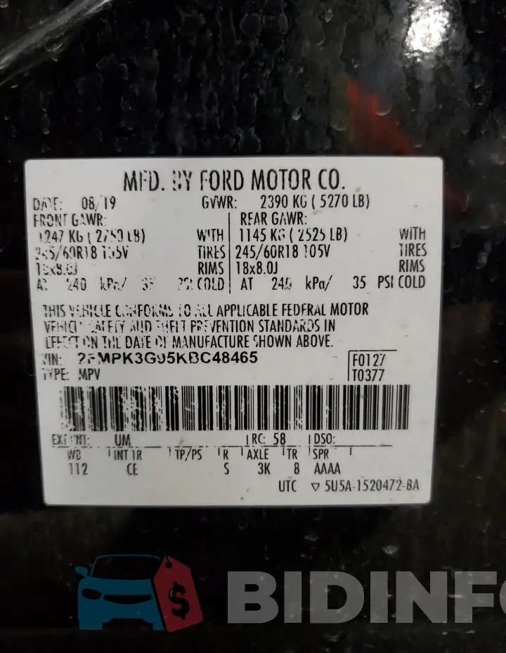 2FMPK3G95KBC48465 Photo# 13