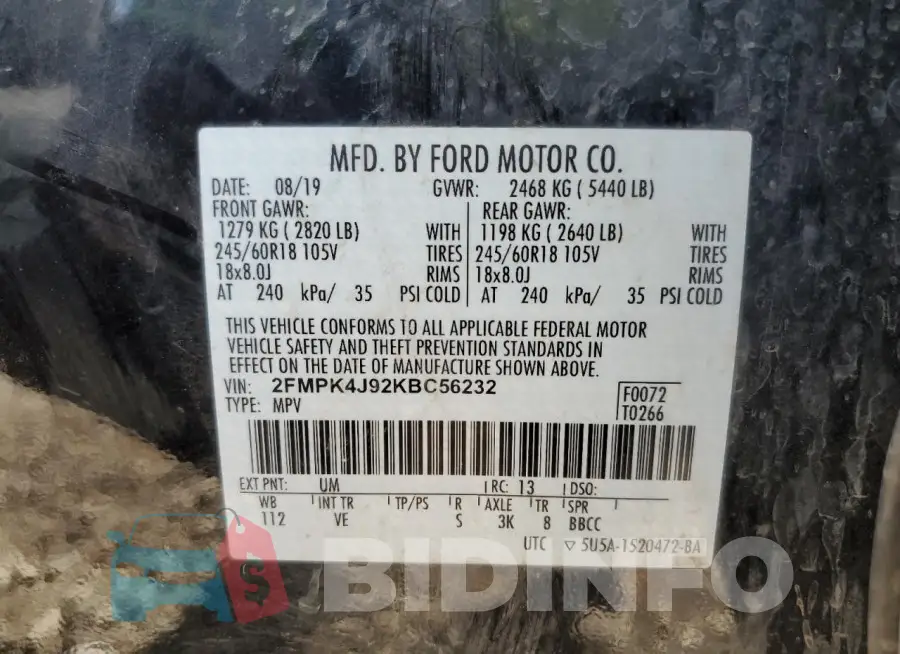 2FMPK4J92KBC56232 Photo# 13