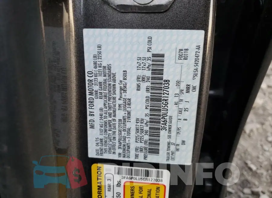 3FA6P0LU5GR127038 Photo# 12