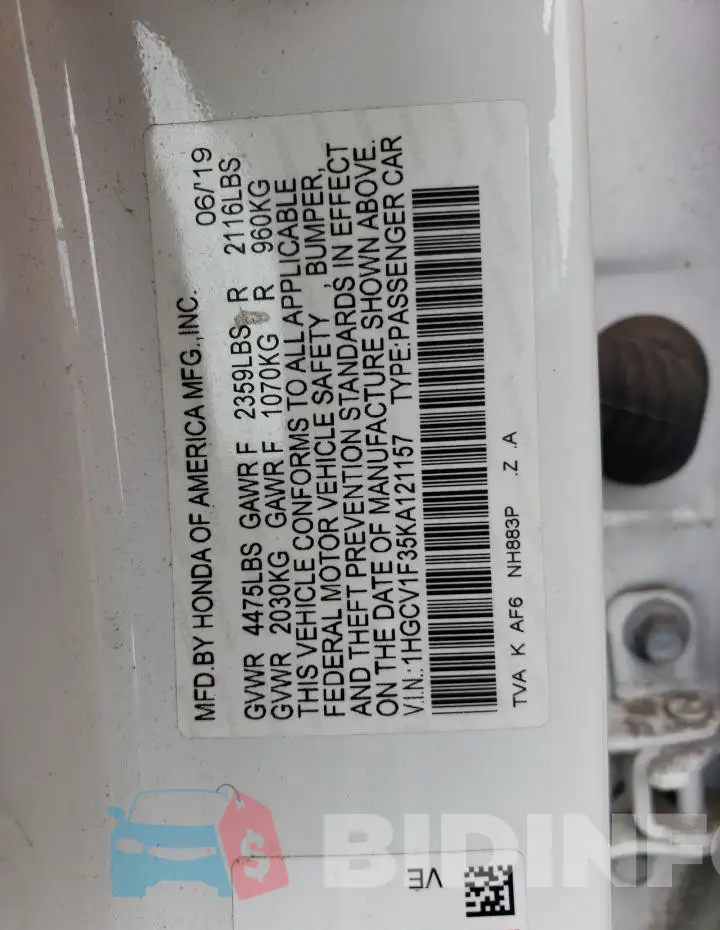 1HGCV1F35KA121157 Photo# 12