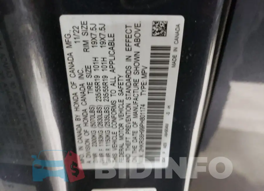 2HKRS6H99PH801174 Photo# 13
