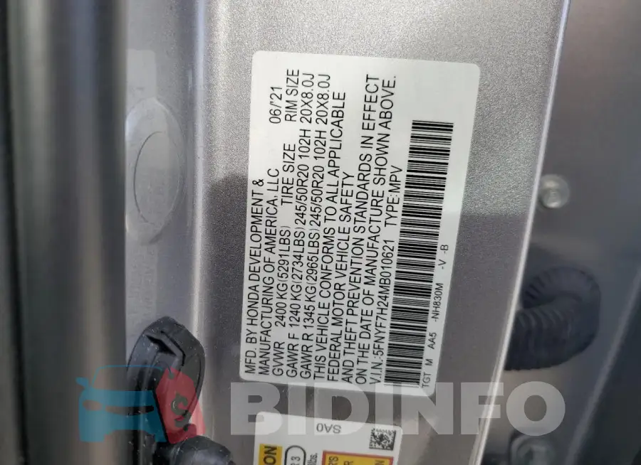 5FNYF7H24MB010621 Photo# 13