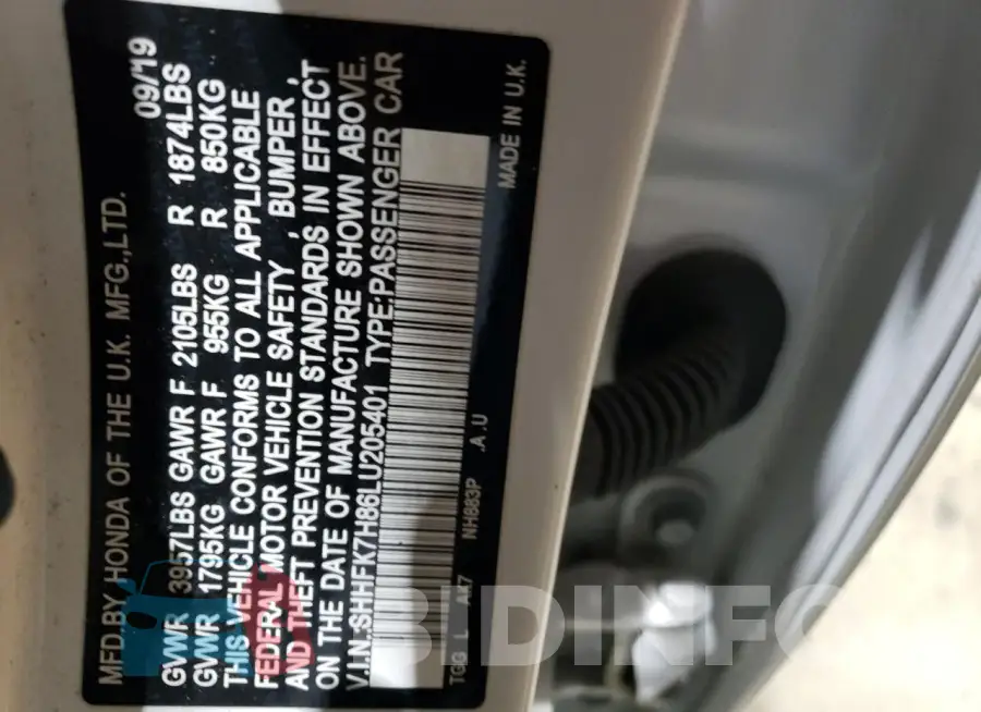 SHHFK7H86LU205401 Photo# 14