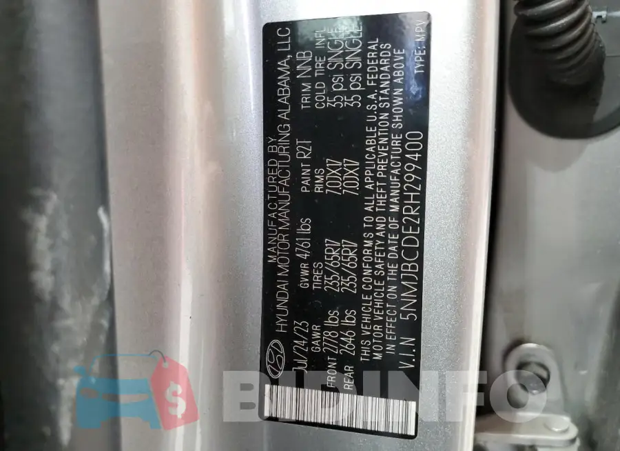 5NMJBCDE2RH299400 Photo# 13