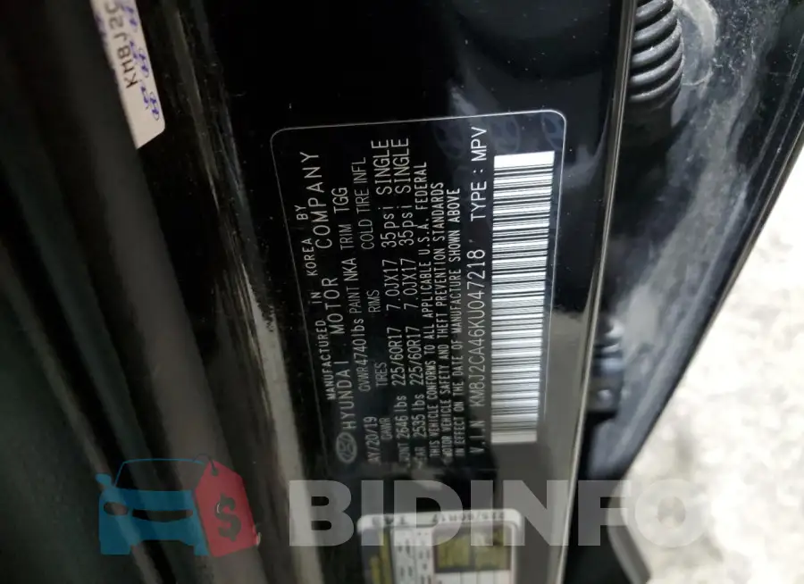 KM8J2CA46KU047218 Photo# 13