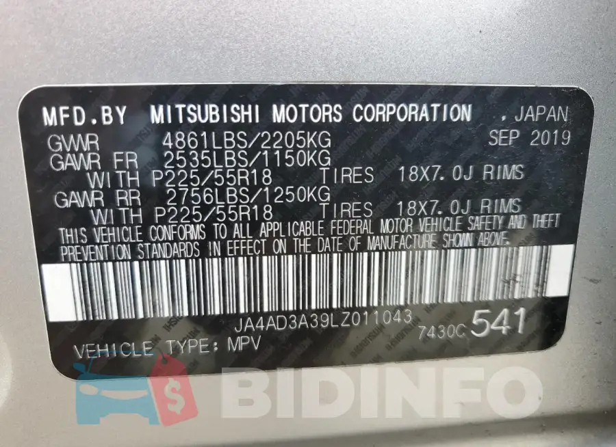 JA4AD3A39LZ011043 Photo# 13