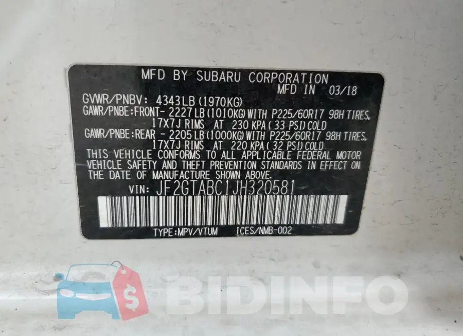 JF2GTABC1JH320581 Photo# 13