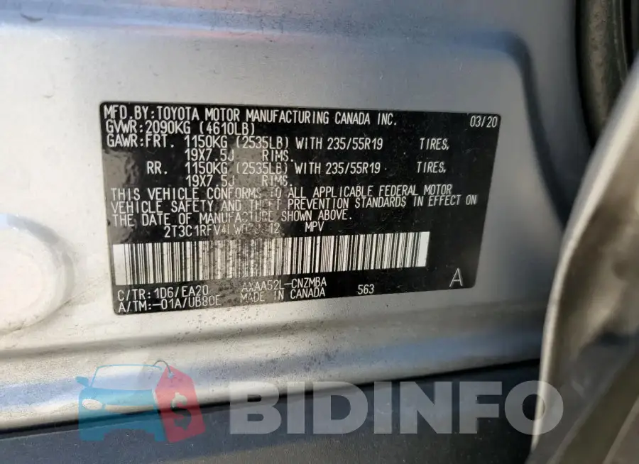 2T3C1RFV4LW079612 Photo# 13