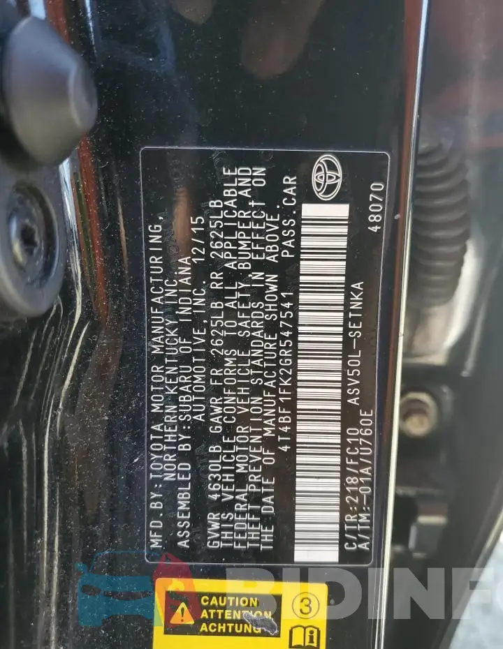 4T4BF1FK2GR547541 Photo# 12
