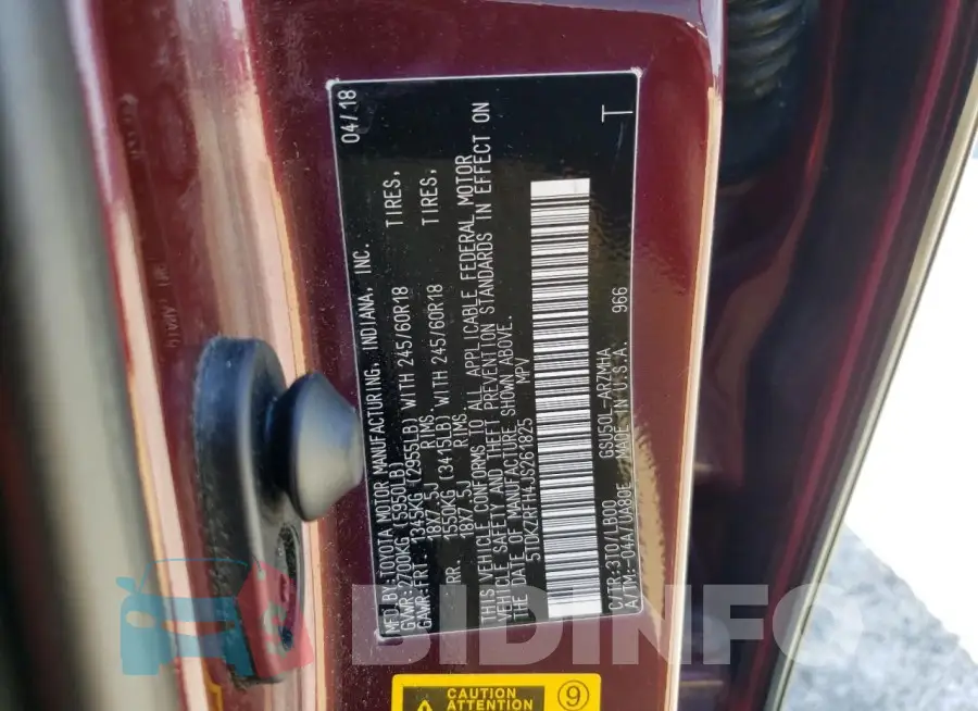 5TDKZRFH4JS261825 Photo# 13