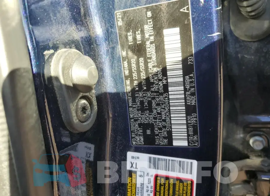 5TDXBRCH7MS048435 Photo# 13