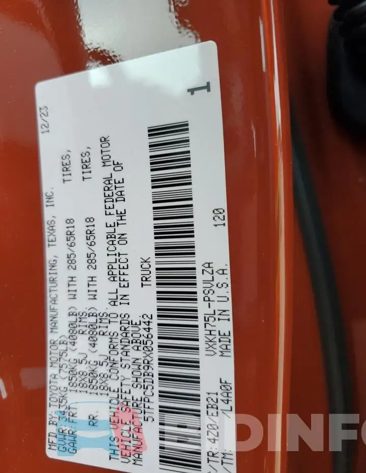 5TFPC5DB9RX056442 Photo# 12