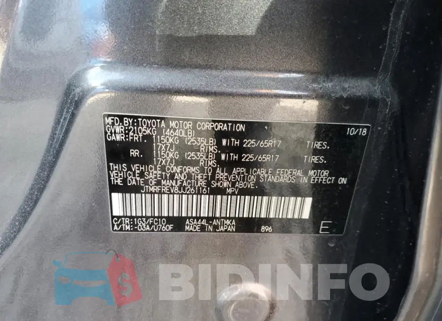 JTMRFREV8JJ261161 Photo# 13
