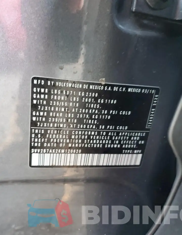 3VV2B7AX2KM120620 Photo# 12