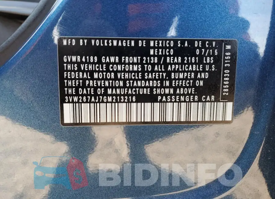 3VW267AJ7GM213216 Photo# 12