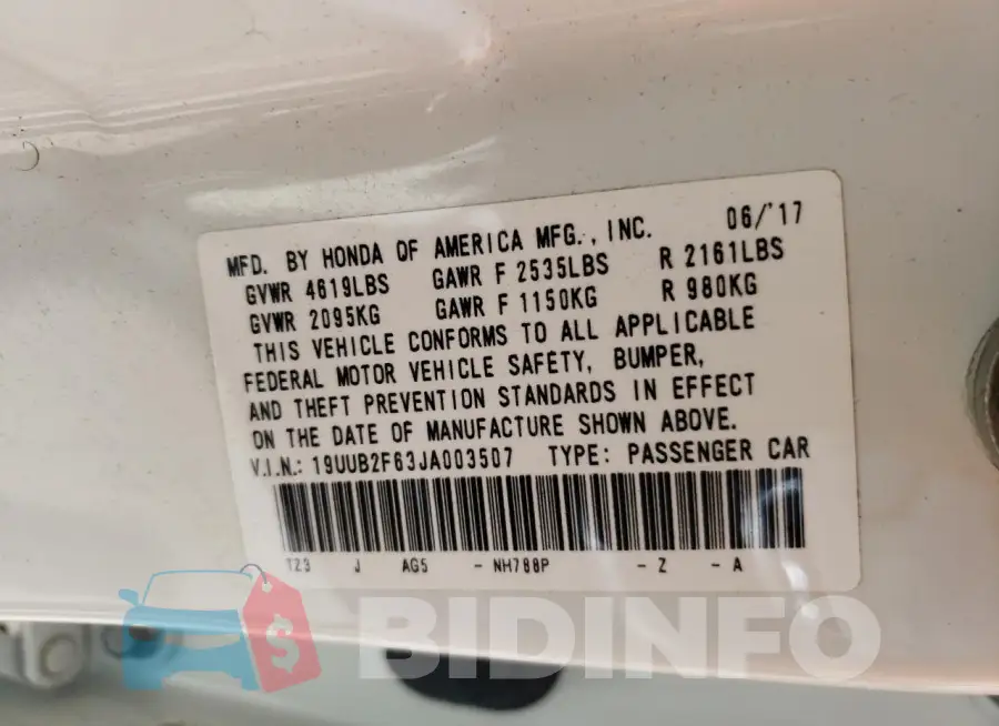 19UUB2F63JA003507 Photo# 13