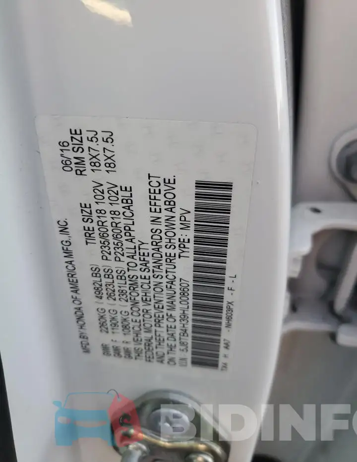 5J8TB4H39HL008607 Photo# 13