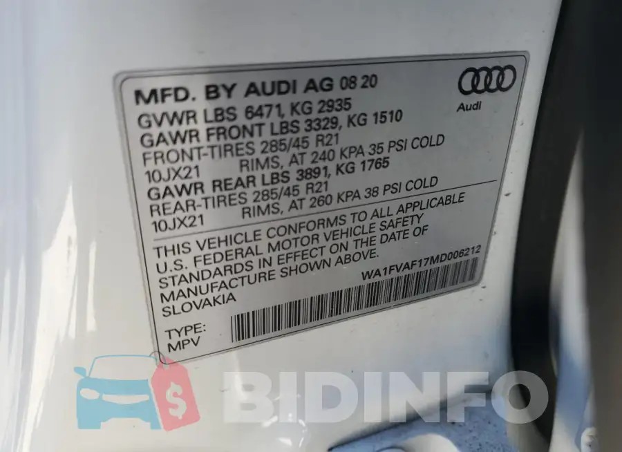WA1FVAF17MD006212 Photo# 14