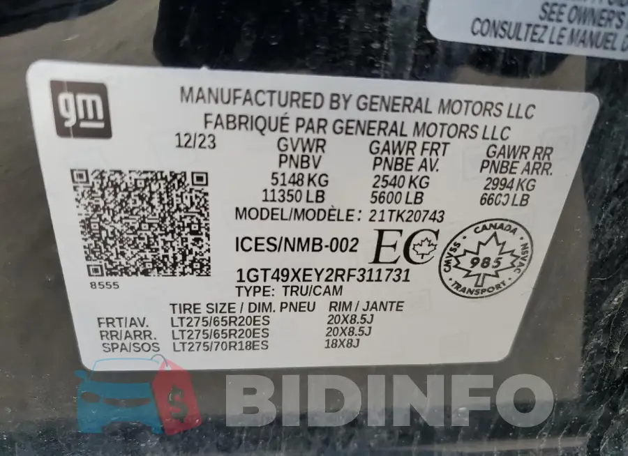 1GT49XEY2RF311731 Photo# 13