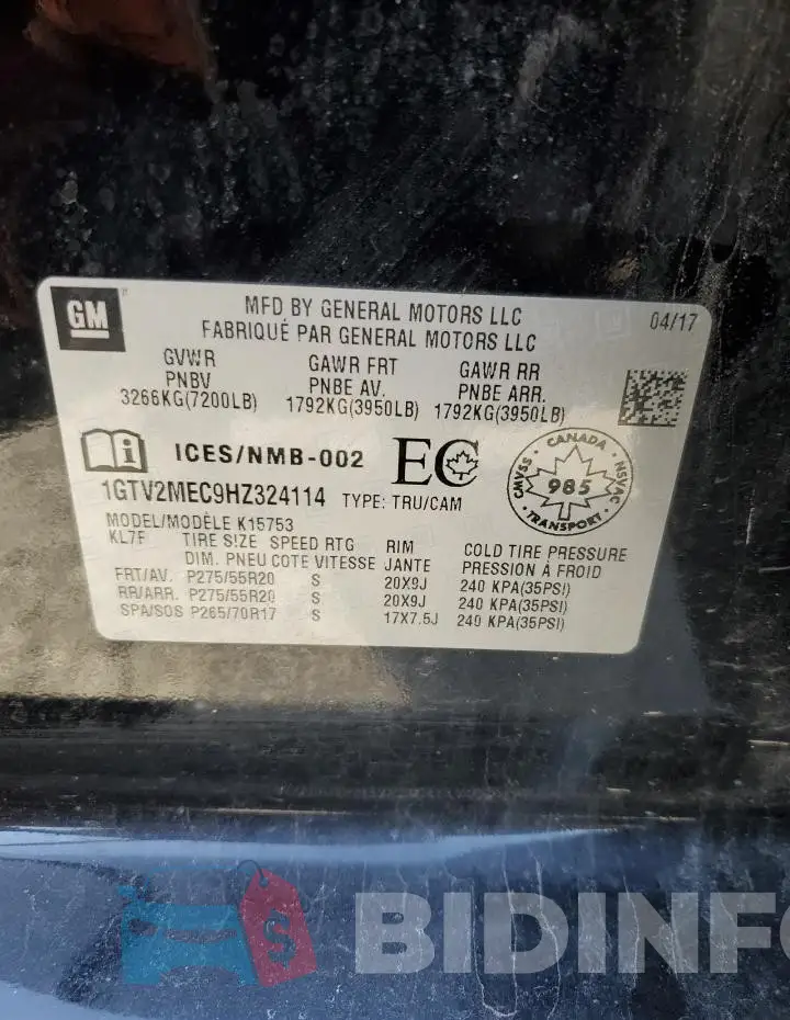 1GTV2MEC9HZ324114 Photo# 12