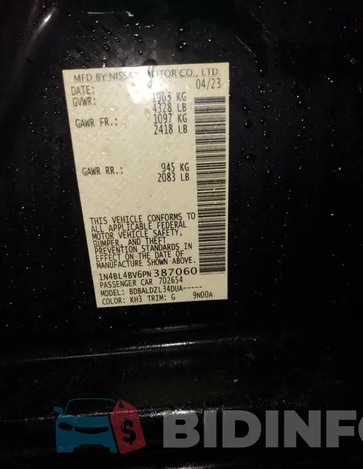 1N4BL4BV6PN387060 Photo# 13