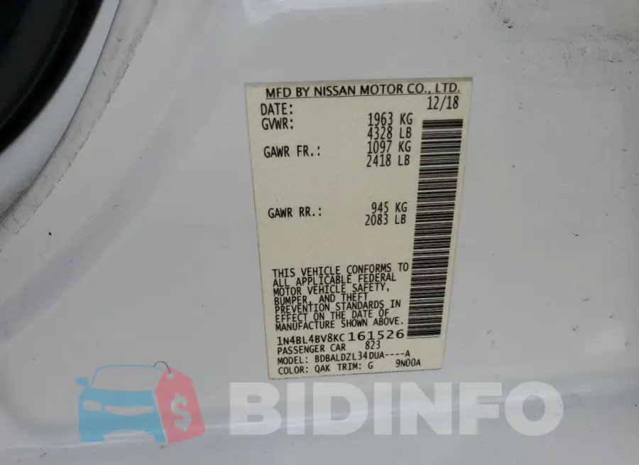 1N4BL4BV8KC161526 Photo# 12