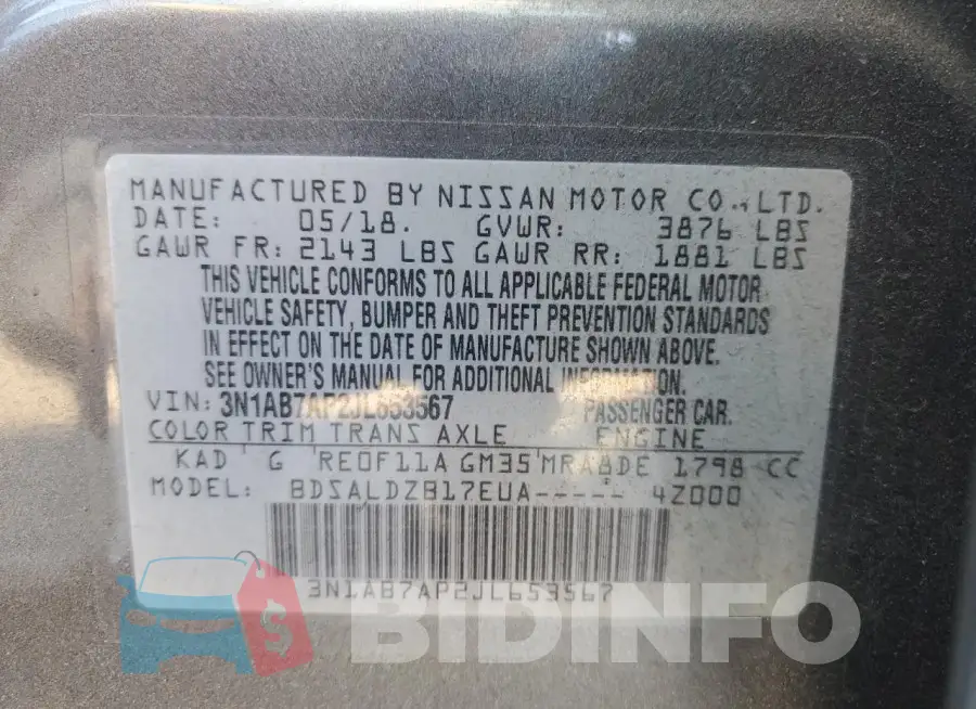 3N1AB7AP2JL653567 Photo# 12