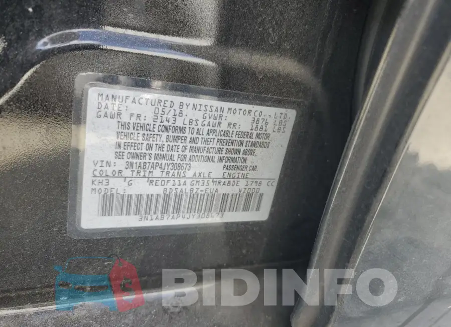 3N1AB7AP4JY308673 Photo# 12