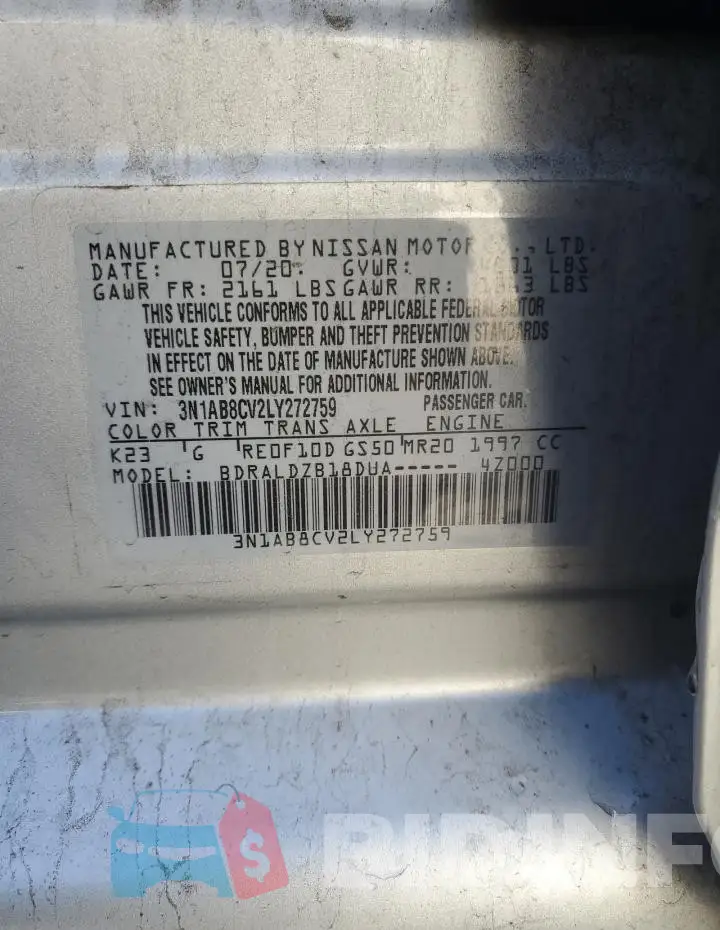3N1AB8CV2LY272759 Photo# 12