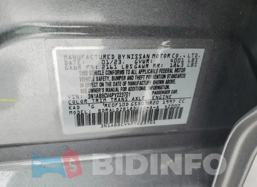 3N1AB8CV4PY223701 Photo# 12
