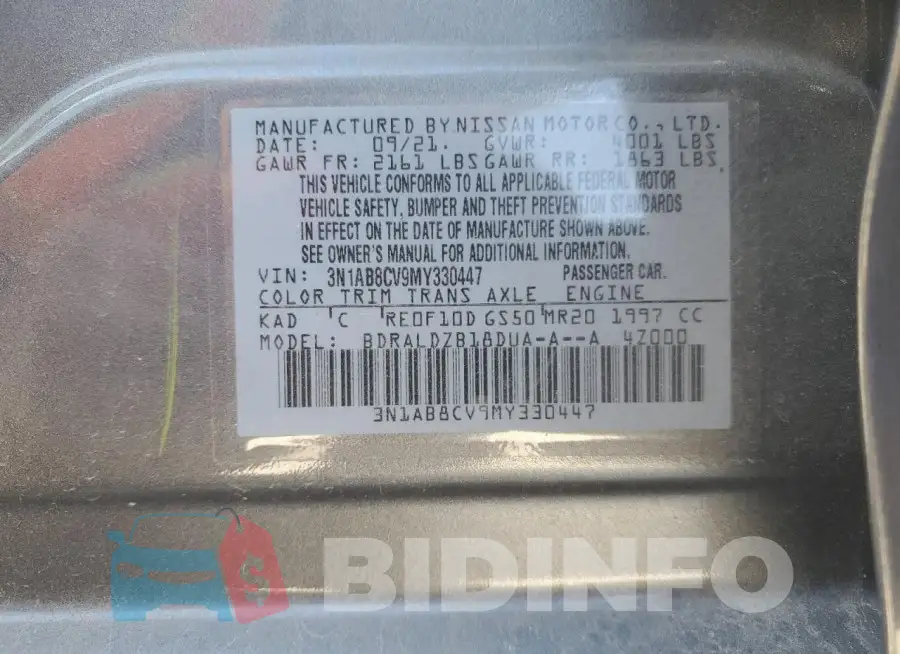 3N1AB8CV9MY330447 Photo# 13