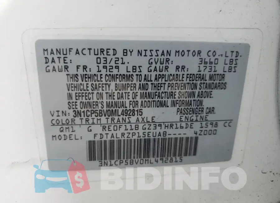 3N1CP5BV0ML492815 Photo# 12
