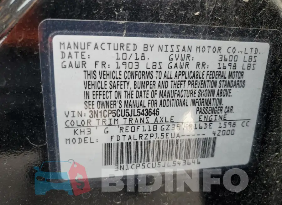 3N1CP5CU5JL543646 Photo# 13