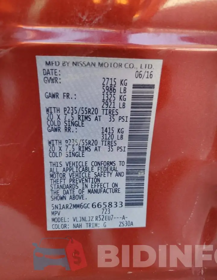 5N1AR2MM6GC665833 Photo# 13