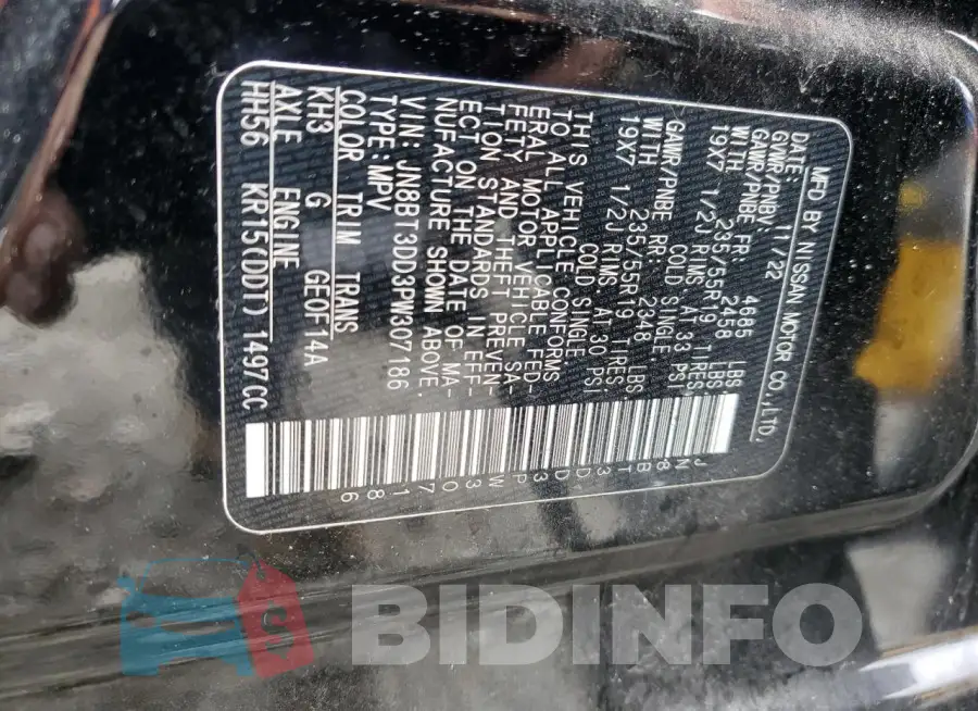 JN8BT3DD3PW307186 Photo# 13