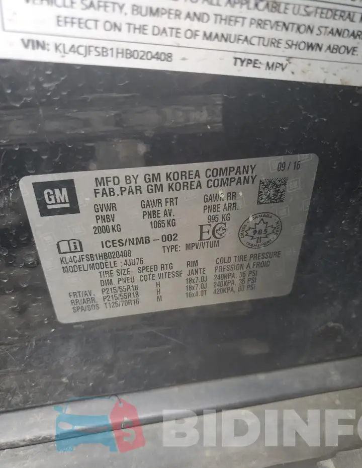 KL4CJFSB1HB020408 Photo# 12