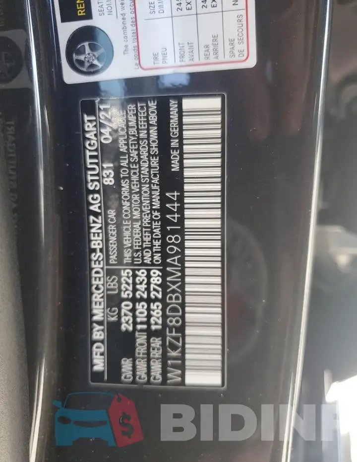 W1KZF8DBXMA981444 Photo# 13
