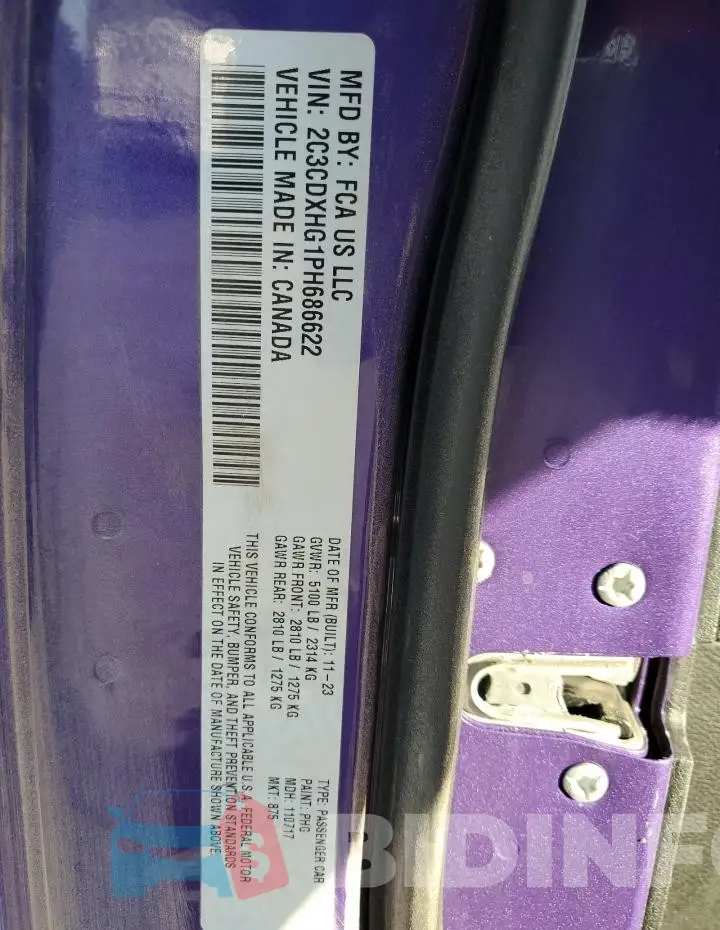 2C3CDXHG1PH686622 Photo# 13