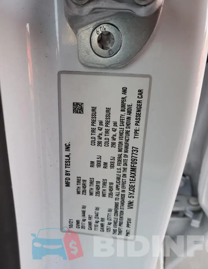 5YJ3E1EAXMF097737 Photo# 12