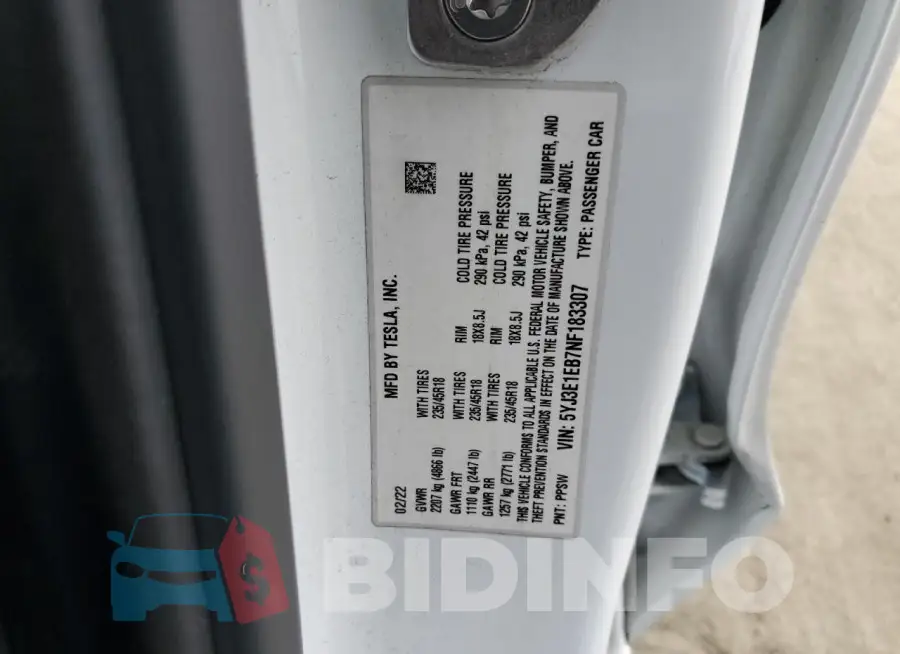 5YJ3E1EB7NF183307 Photo# 12